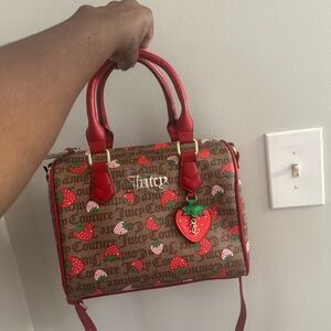 Juicy Couture Strawberry Print Red and Brown Satchel